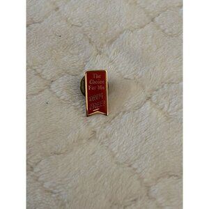 Vintage Red Ribbon Campaign Drug Free Enamel Lapel Pin Gold Toned Clutch Back
